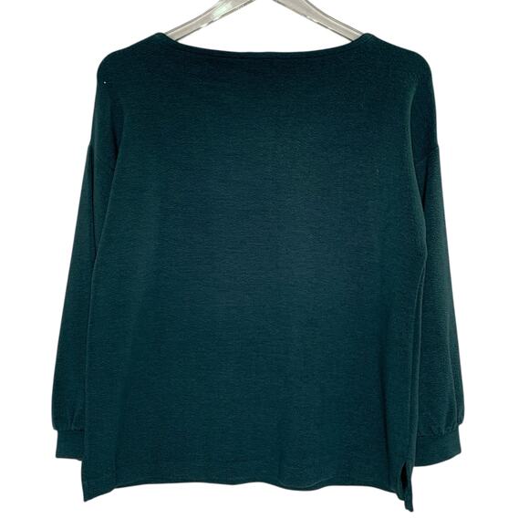 J Crew S NEW Double Knit Balloon Sleeve Top Textured Round Neck Green - Picture 2 of 9